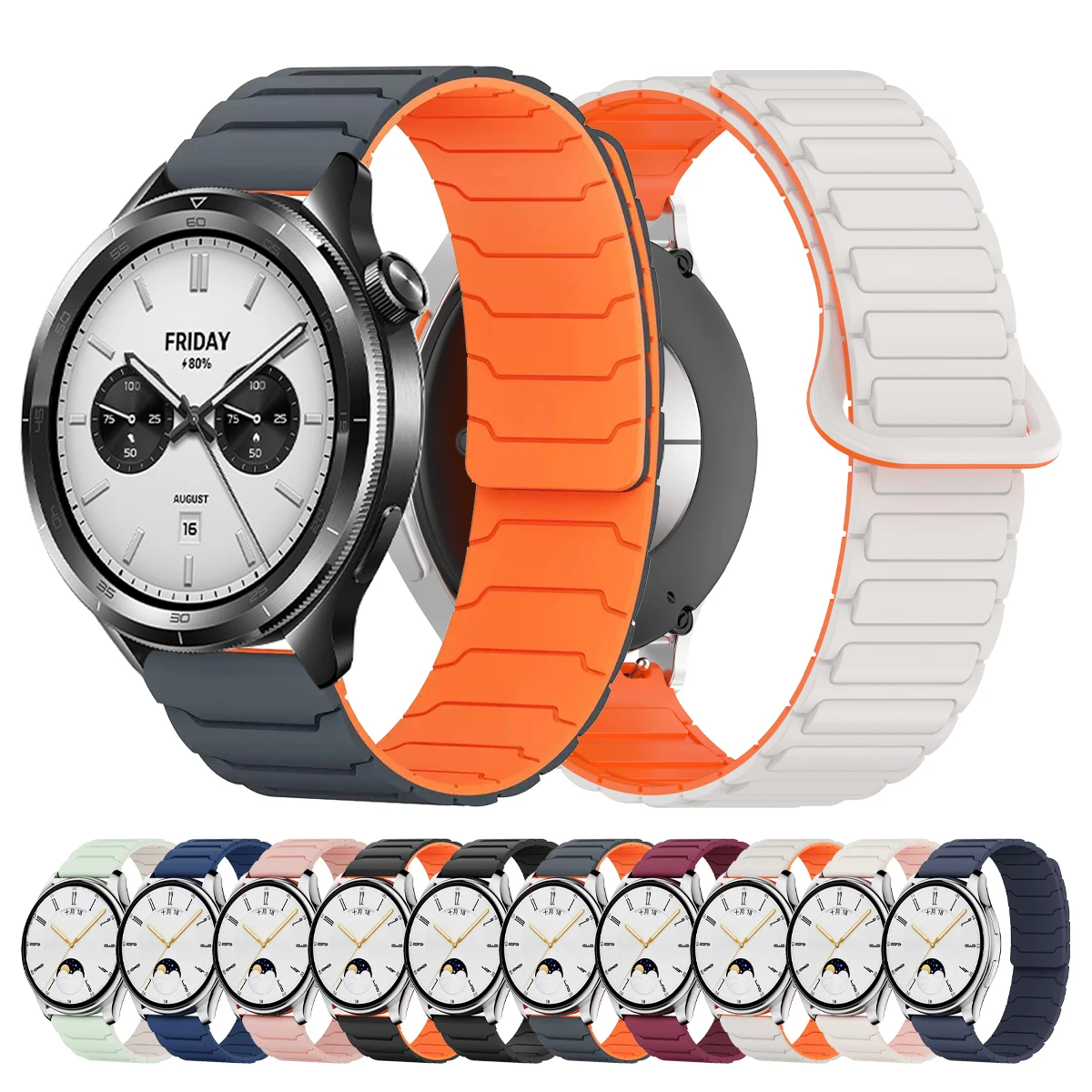 22mm Magnetisches Sportarmband für Xiaomi Watch 2 Pro/S4 S3 S2 46mm S1 Pro Silikon-Armbänder für Mi Watch Color 2 Handgelenksband