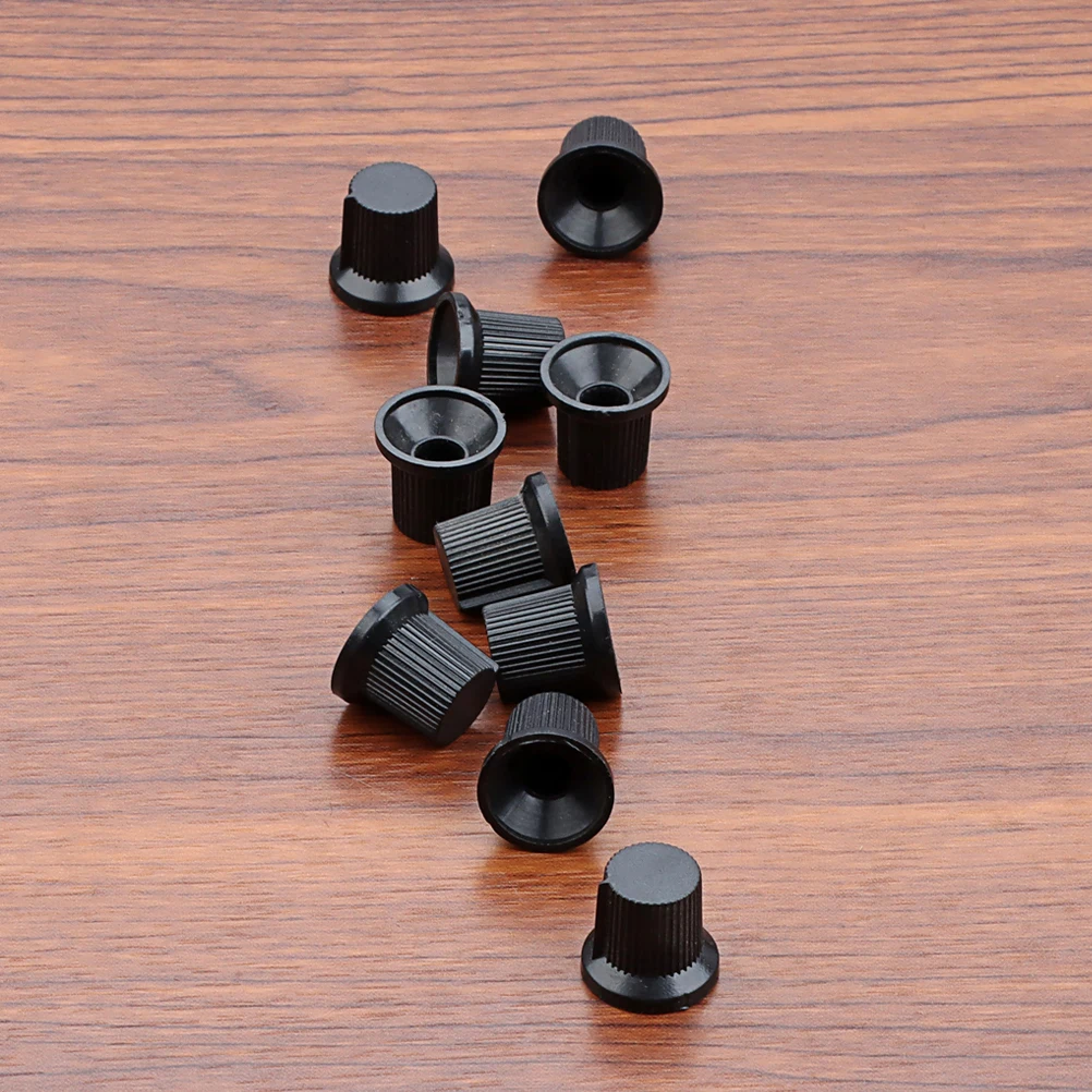 

10 Pcs Black Plastic Knobs Durable Anti-corrosive Volume Control for Guitar Potentiometer Amplifier Speaker Effects