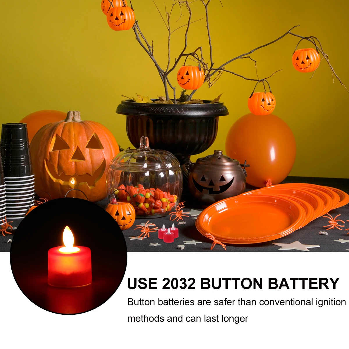 

6Pcs ABS Plastic Rocking Tea Wax Lamp LED Halloween Party Decoration Flameless Candles Safe for Family Pets No