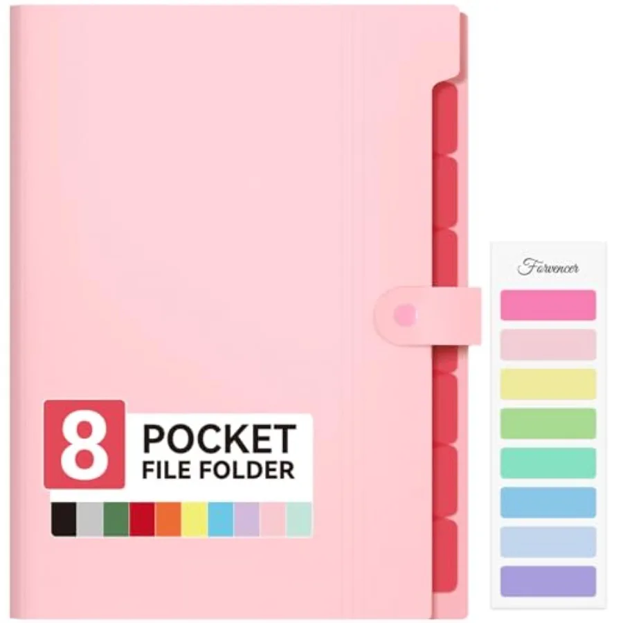 

Expanding File Folder with 8 Pocket, Letter Size Accordion File Organizer, Portable Folders for Documents, Cute Paper Organizer