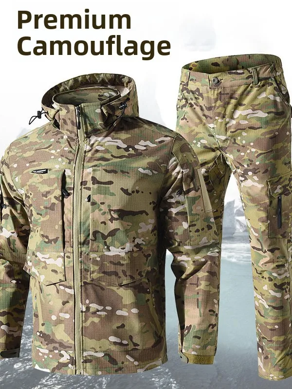 

Spring Autumn Camouflage orm Set Men's Women's Tactical Me Elastic Resistant to Tear Wear Resistant Multi ket New Ou...
