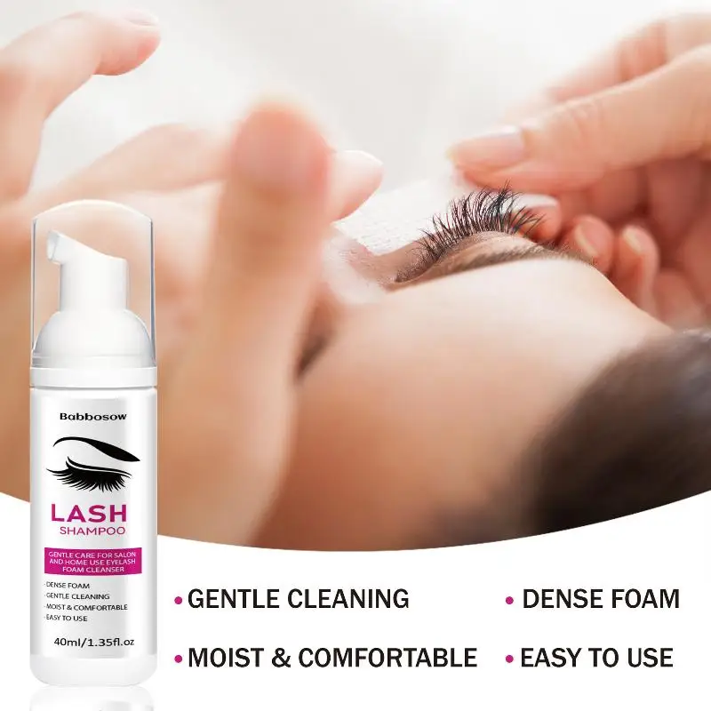 40ml Eyelash Extension Shampoo Foam With Brush Eyelid Deep Clean Cleanser For Makeup Tools Mascara Remover Glue Salon Home Use