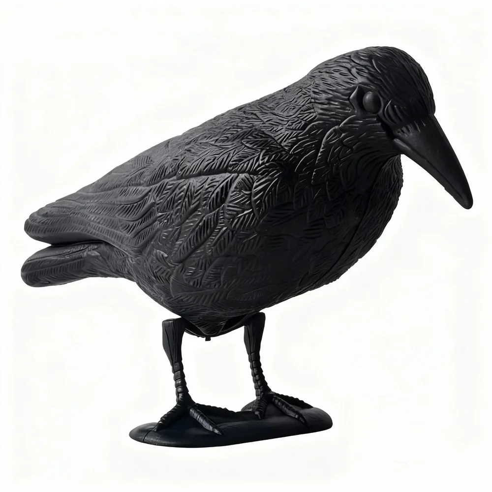 Simulation Black Crow Decoration Feather Ravens Ornament for Halloween Home Decor Garden Outdoor Scarecrow Bird Pest Control