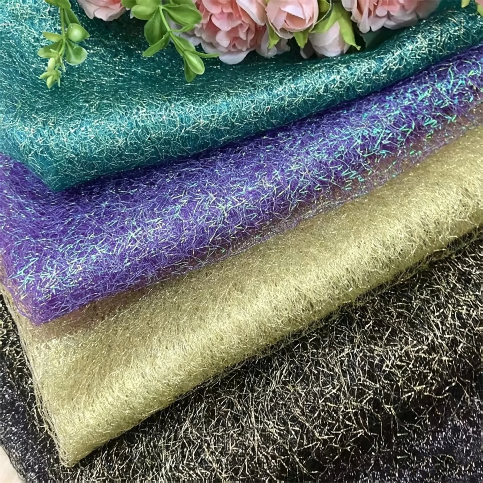 Metallic Gold Silver Thread Mesh Fabric Hollow Lace Cloth DIY Decor Stage Costume Elsa Princess Dress Garment Sewing Accessories