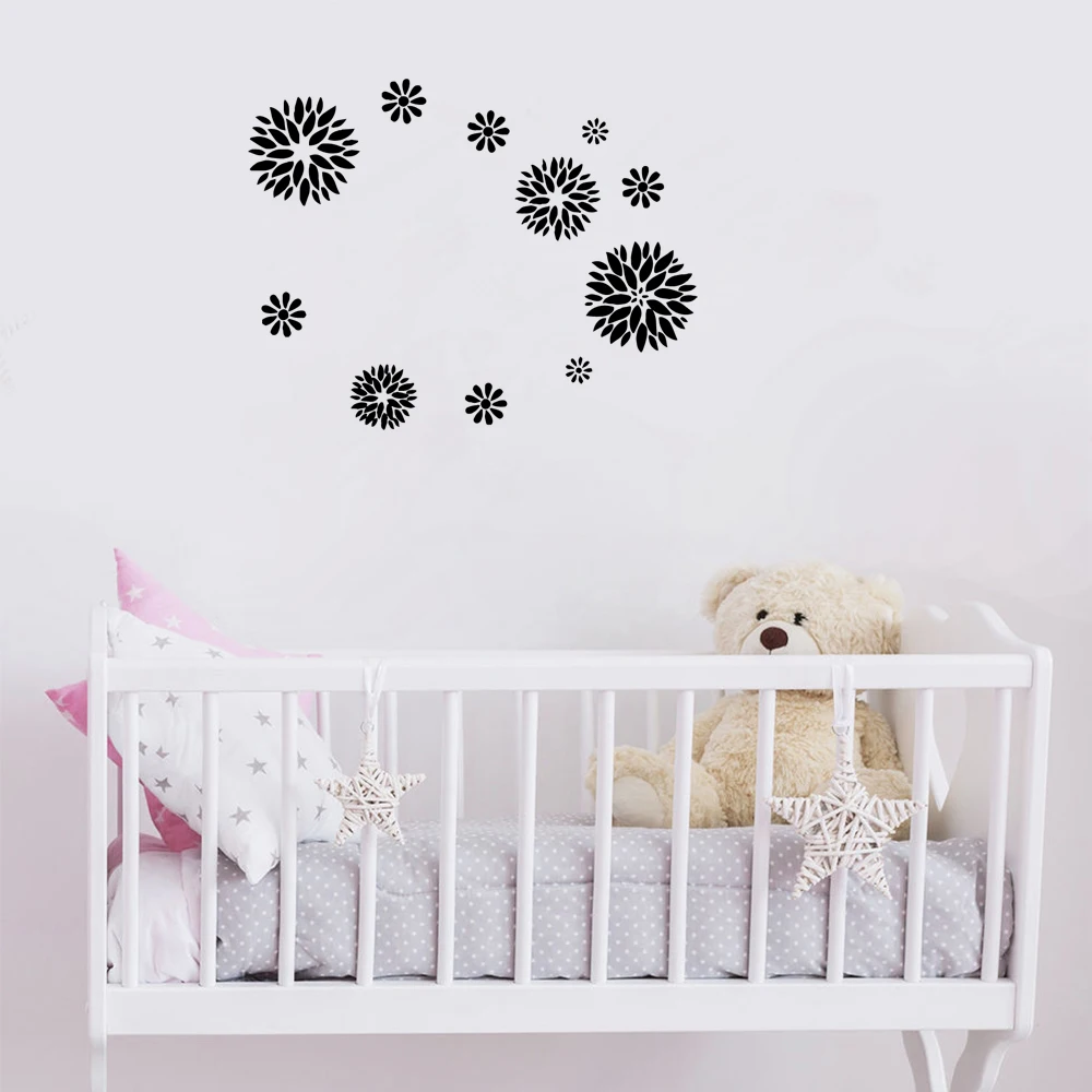 1 pc diy flowers circle Wall Sticker wallpaper Home Decoration Accessories For Kids Rooms Diy Home Decoration Wall Art MURAL