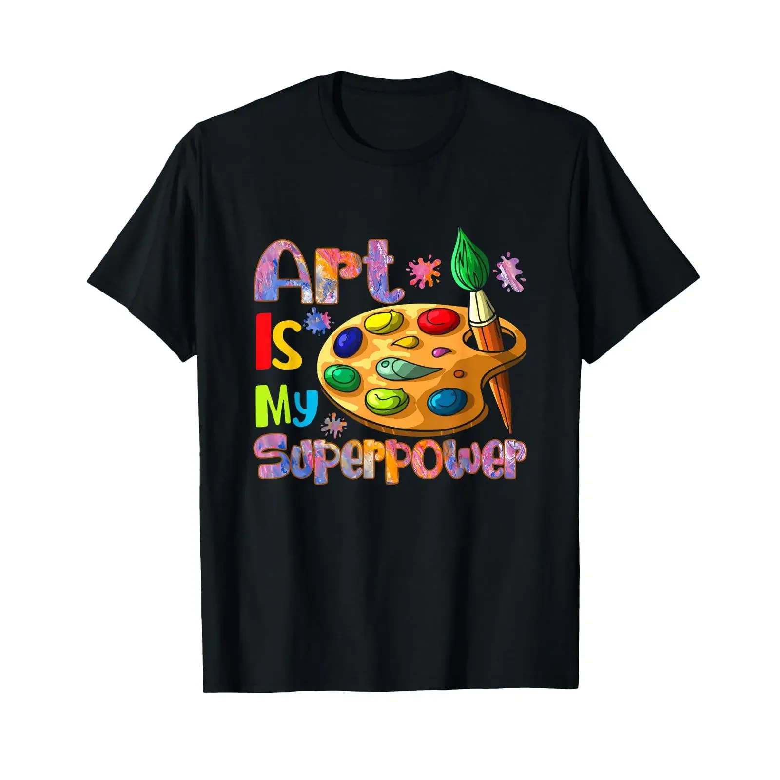 Art is My Superpower Drawing Teacher Artists T Shirt vintage Washed Unisex Breathable Casual Soft Stretched Versatile Slightly
