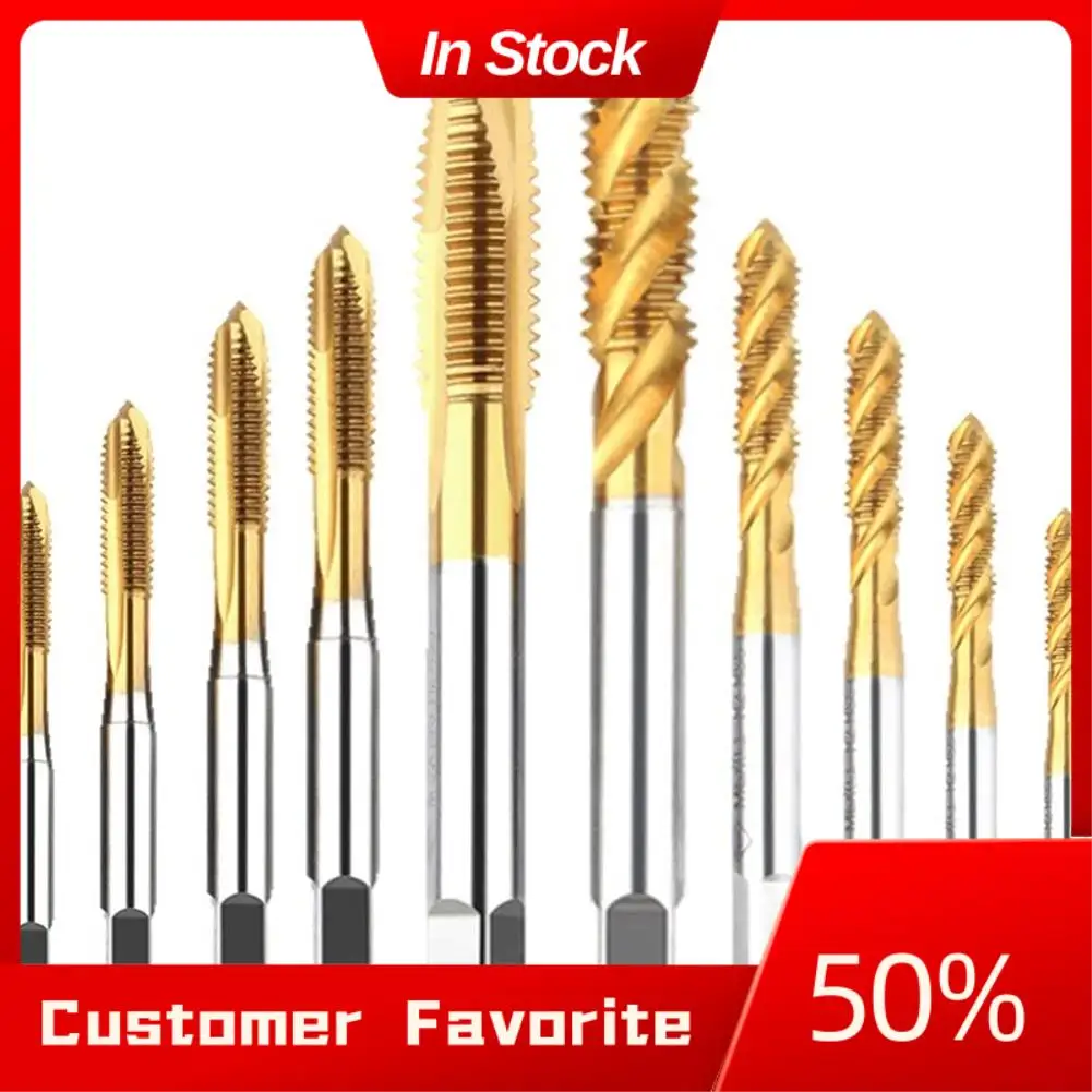 AT03 Top 10 pièces jeu de tarauds à vis de Machine, tarauds de forage à cannelure en spirale métrique M3-M8 et robinets pointus en spirale outil de taraudage de filetage M3-M8