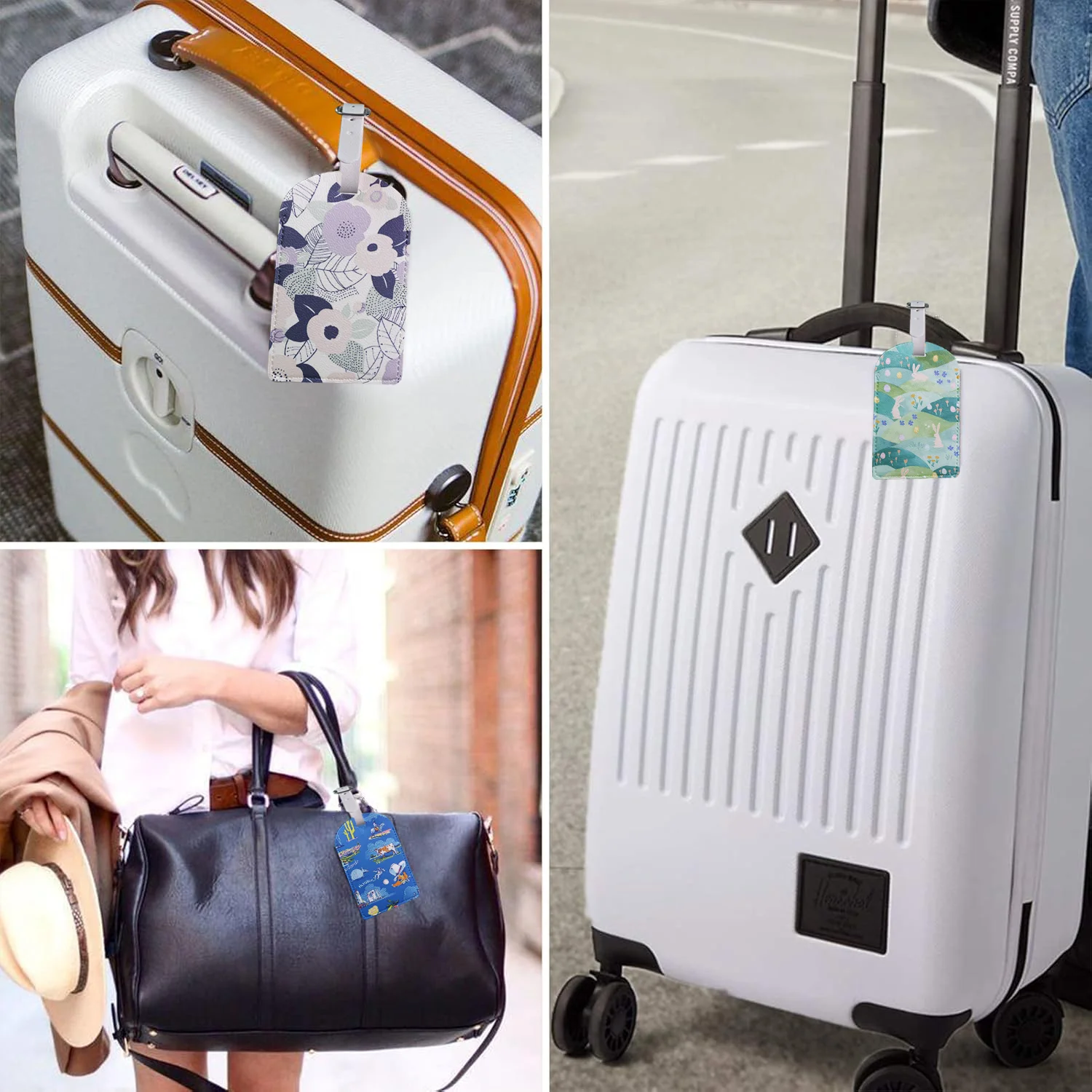 プライバシーカバー付き荷物タグ PU レザークルーズ船防水タグ花ユニークなスーツケースタグ男性子供女性
