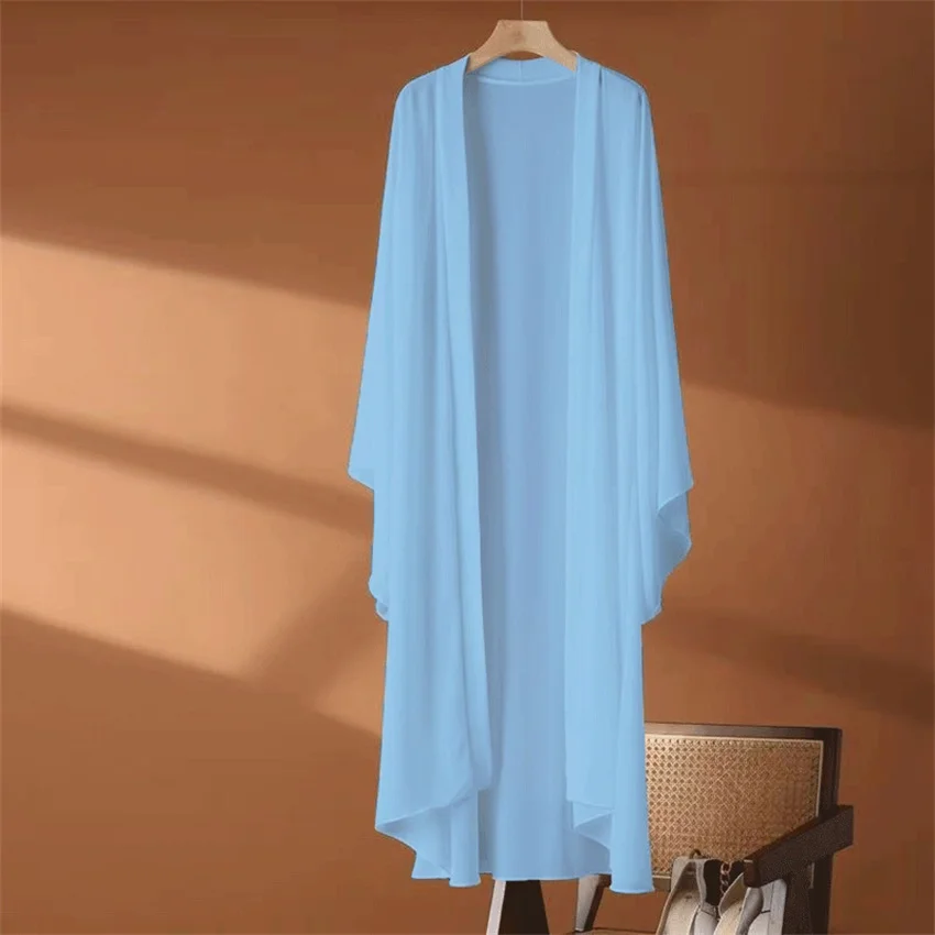 Cárdigan largo de gasa para mujer, talla grande, informal, de verano, con protección solar, blusa, camisa, abrigo fino, chaqueta, 6XL, ropa exterior de moda