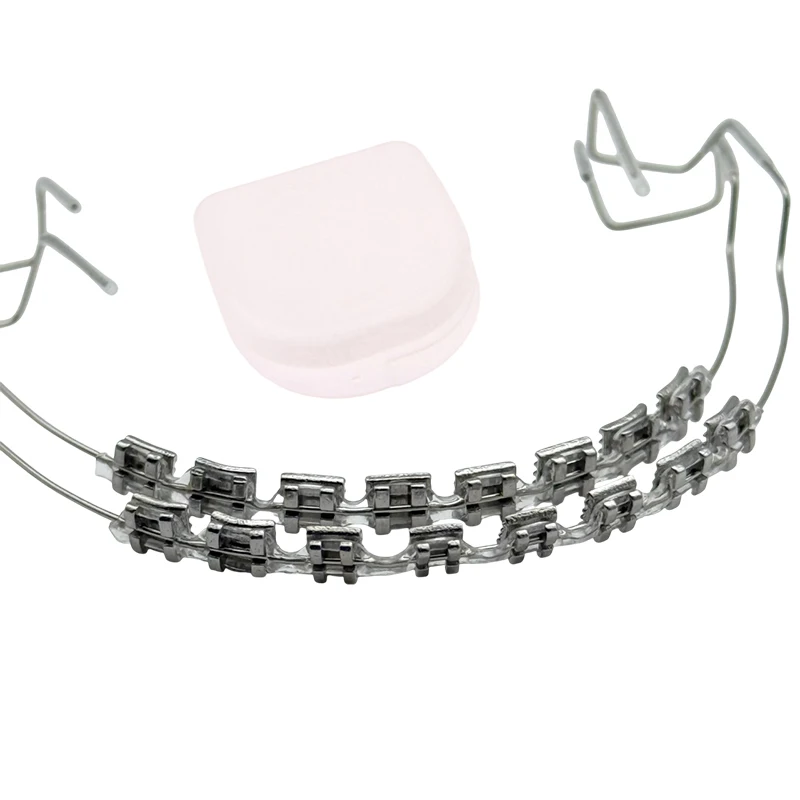 1 زوج طب الأسنان بين قوسين الأقواس مع هوك الأسنان اكسسوارات الديكور الأسلاك المعدنية الملونة تقويم الأسنان روابط الأوعية الدموية مع صندوق