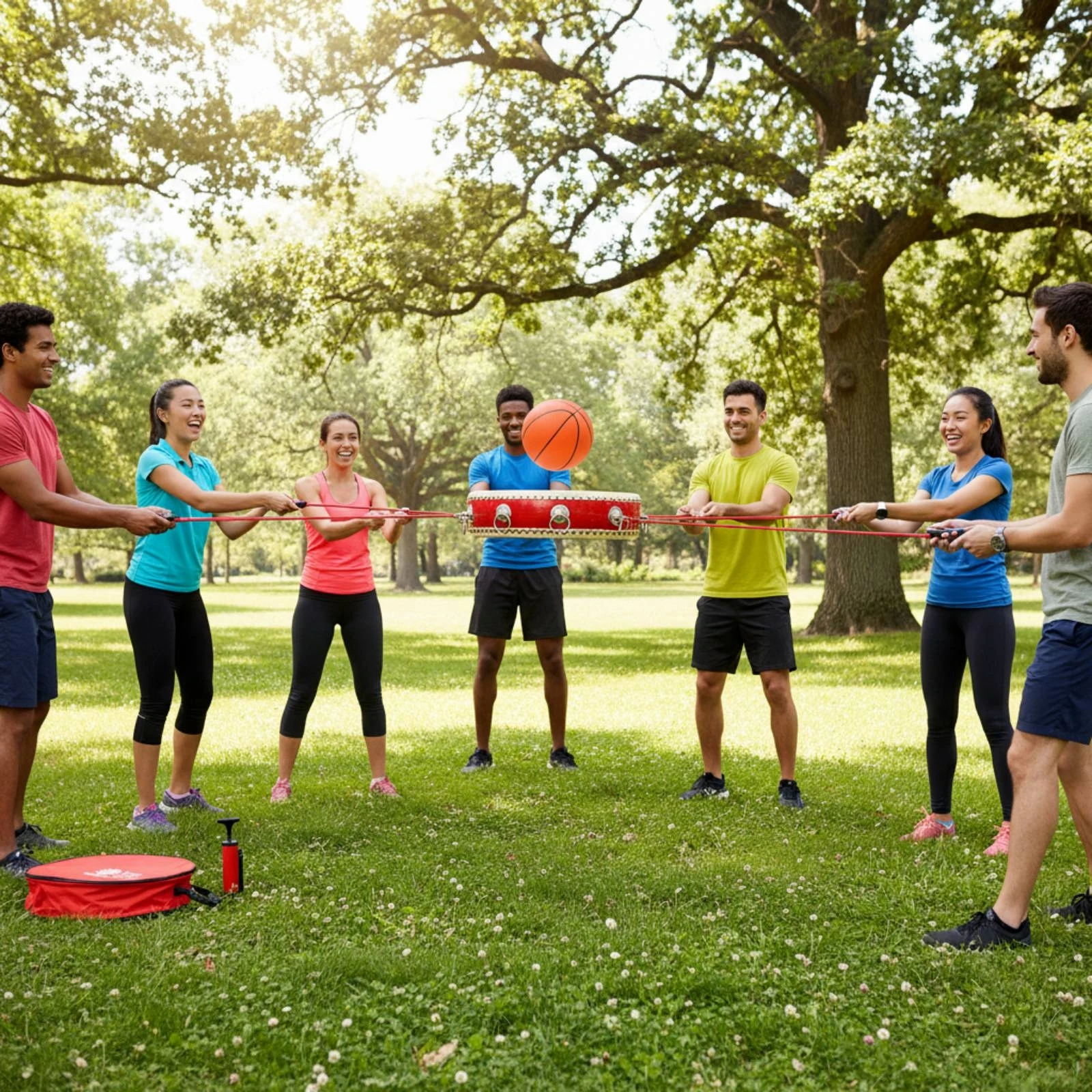 Drum with Rope Handles Portable Group Activity Drum Manual Heavy-Duty Easy for Groups, Team Building, Field Day