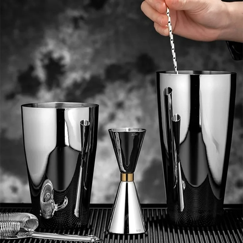 American Boston Cocktail Shaker Set Stainless Steel Cocktail Shaker Professional Bartender Tools Bar Shaker Sets Bar Accessory