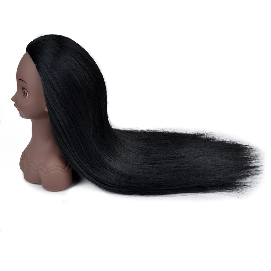 

Headdoll Mannequin Head With 100% Real Hair for Cosmetology Manikin 14Inch Black Doll Head For Hairstyle Professional Training