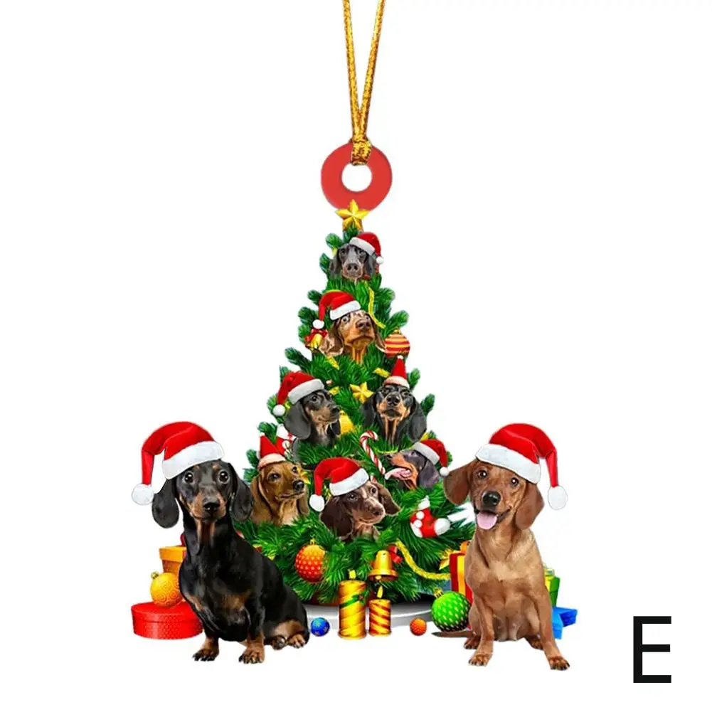 2024 nuevo 2d acrílico plano mascota perro Navidad colgante decoración para coche decoración del hogar árbol de Navidad ornamento Navidad Gif H0h4