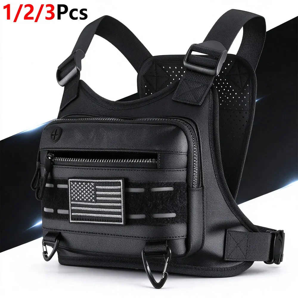 1/2/3Pcs Tactical Chest Rig Bag for Men Women,Breathable Mesh Back Water Resistant Sports Chest Pack,Adjustable Vest Bag Cycling