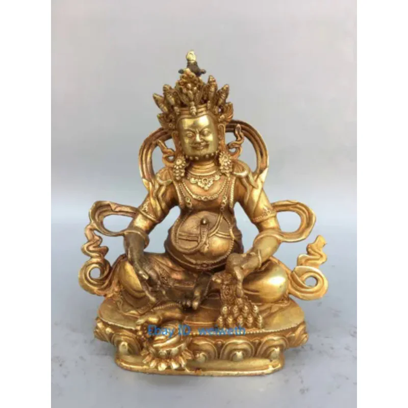 

8" Tibet Buddhism Bronze Gilt Yellow Jambhala Wealth God Buddha Sculpture Statue 20CM