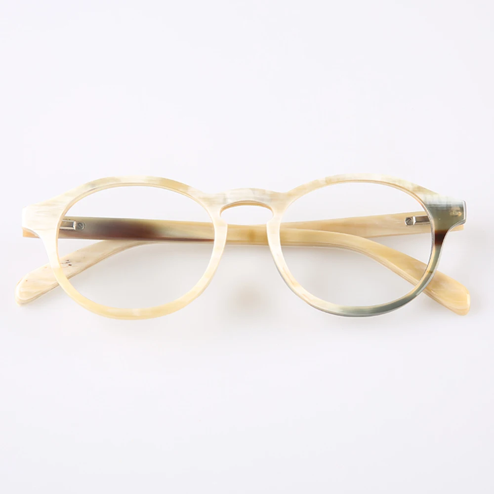 

Unique Vinatge Round Big Frame Handmade Reading Eyewear Stripes Buffalo Horn Prescription Glasses Frame Myopia Eyeglass Frames