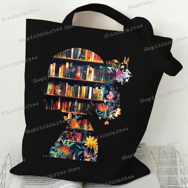 Vintage Bookgirl Graphics Canvas Storage Shoulder Bag Teen Reading Lover Tote Bags Fashion Bookworm Trend Read Women's Handbags