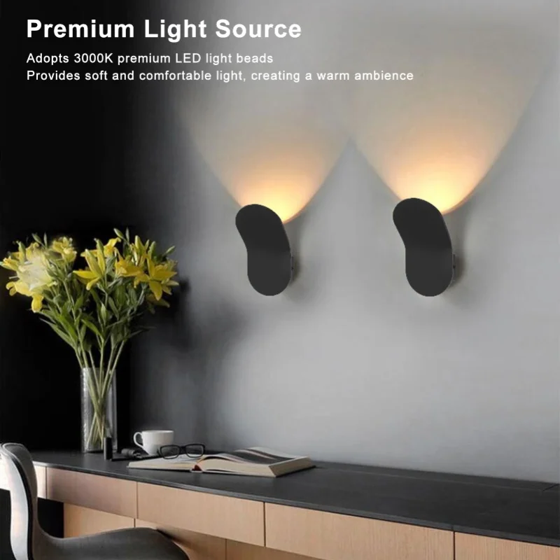 Upward Wall Light 3000K Modern Hard Wired Small Metal Curved Panel LED Wall Mount Lamp For Living Room Corridor