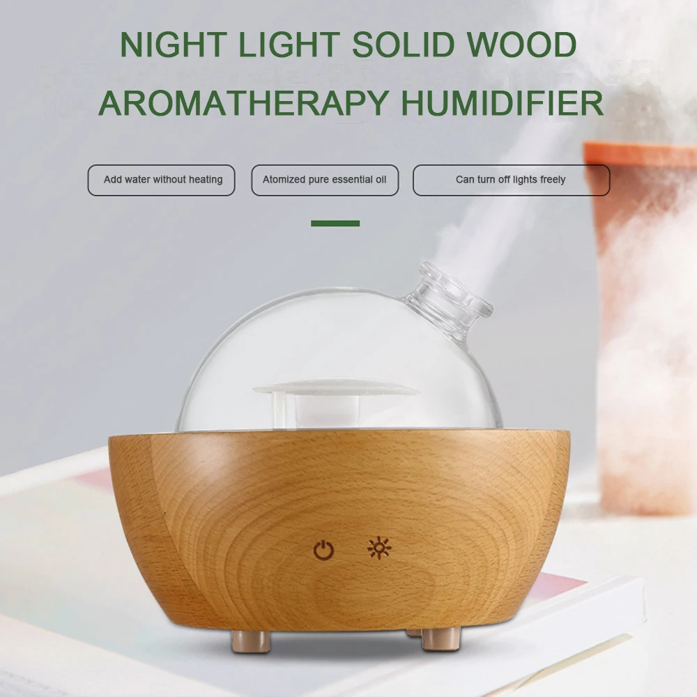 

160ml Wood Humidifier Diffuser Bluetooth Spray Aroma Mute Large Capacity 7 Night Lights Wooden Aromatherapy Machine Air Fresh