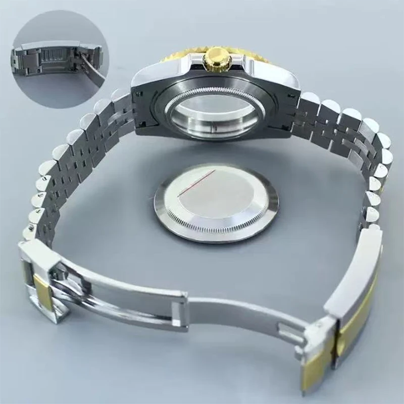 40mm Watch Cases bands NH34 parts Sapphire Ceramic beze For Seiko NH35 NH36 NH38 Movement Silver Gold Watch Case water ghost