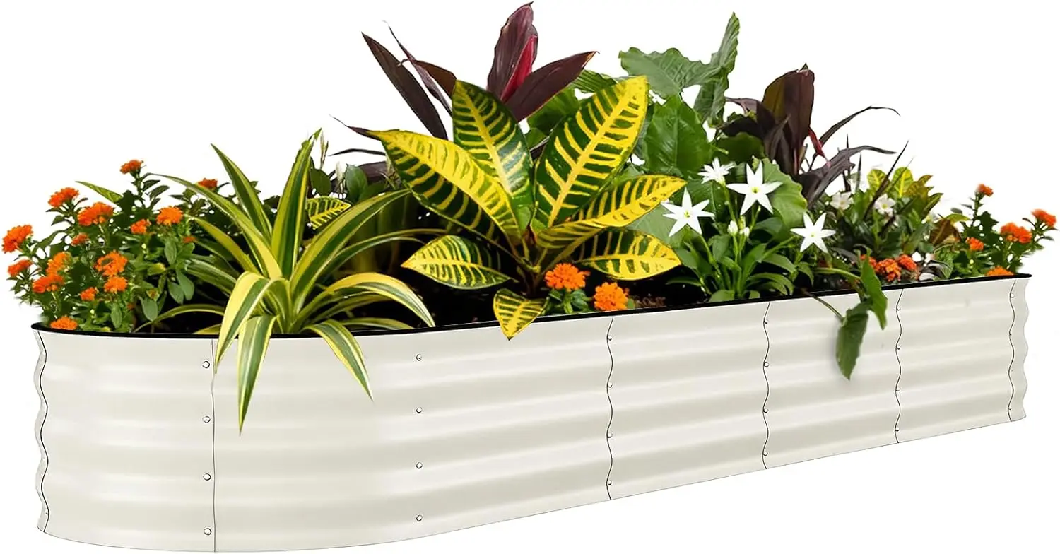 

8x2x1 Galvanized Metal Raised Garden Bed Planter Box for Plants, Vegetables, Flowers