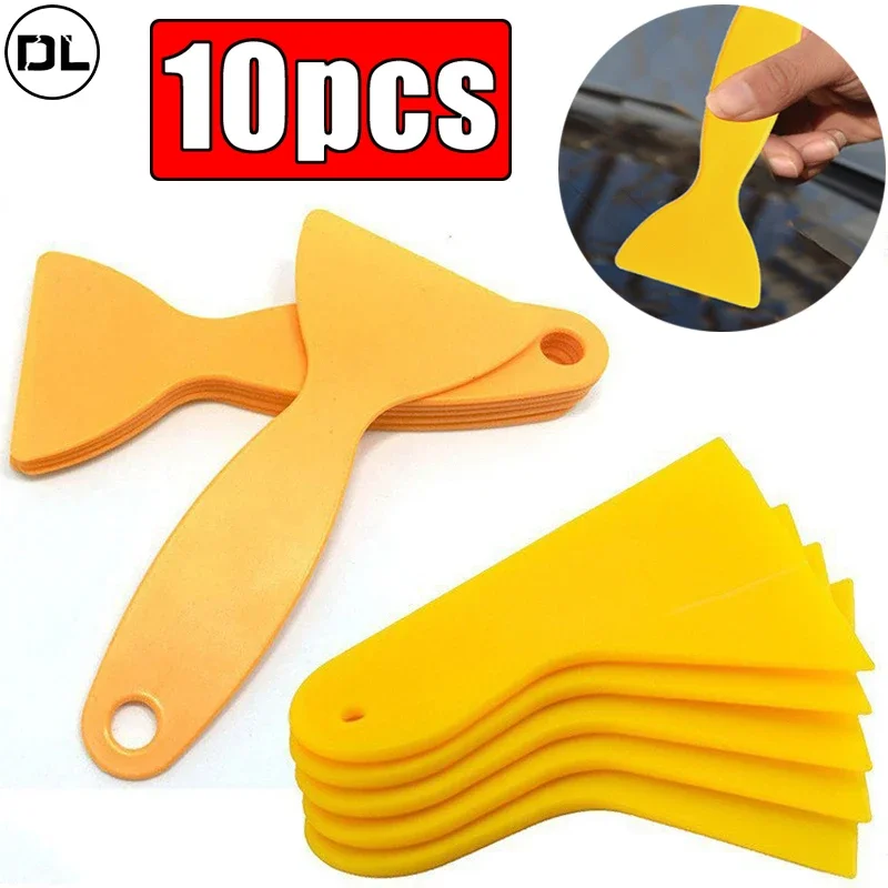10pcs Mini Car Film Wrap Scraper Tools Yellow Hard Sticker Smoothing Triangle Squeegee Car Window Vinyl Wrap Film Tools
