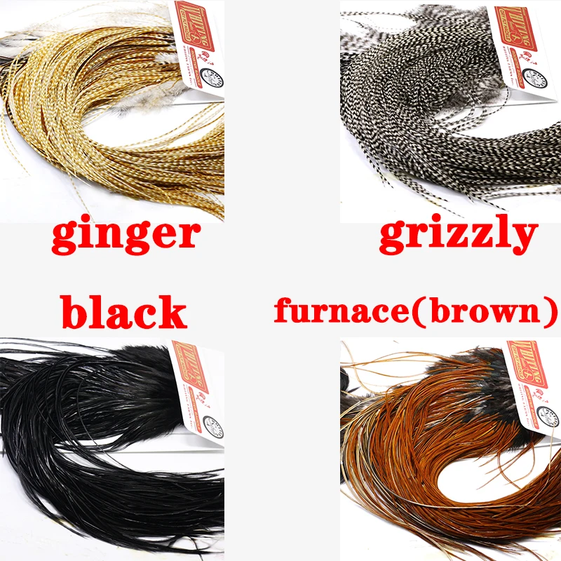 Whiting 12-14\'\'long silver grade fly tying feather 20feathers NAT colors size14#16# dry fly tying skinny rooster saddle hackles
