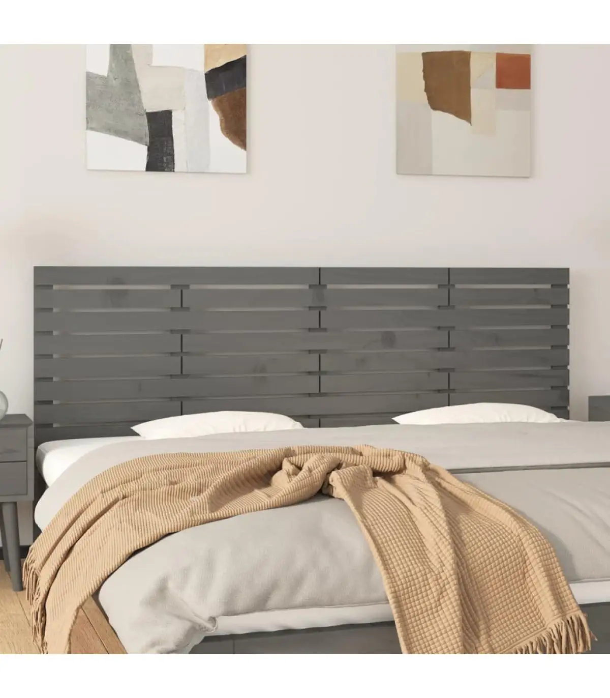 Headboards and Feet Bed Headboard Wall Solid Wood Pine Grey 166x3x63 cm