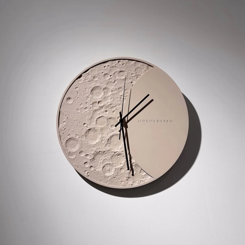 Creative new cement wall clock lunar surface creative Northern Europe modern simple silent no punch living room study