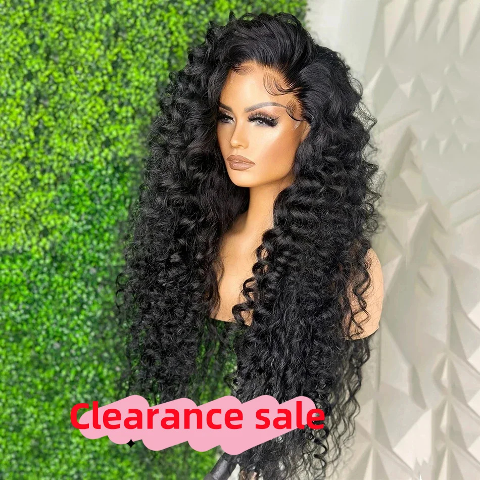 

Middle Part Glueless Natural Black Soft 26" Long 180Density Kinky Curly Lace Front Wig For Women BabyHair Preplucked Daily