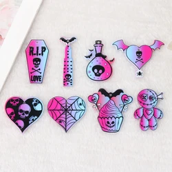 8Pcs Goth Halloween Charms lapide RIP cranio veleno bottiglia gradiente acrilico cuore risultati gioielli per fare fai da te