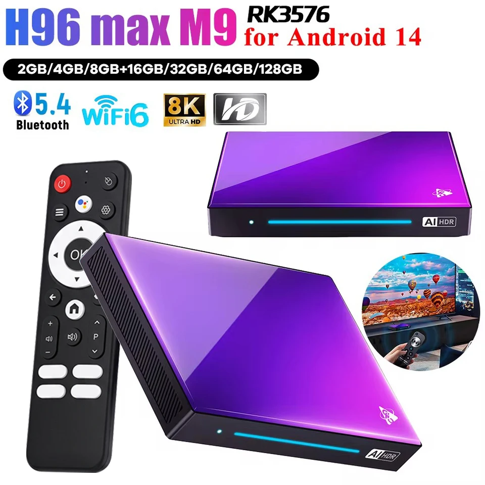 H96 MAX M9 AI Smart TV Box Rockchip RK3576 Android 14 Wifi6 BT5.4