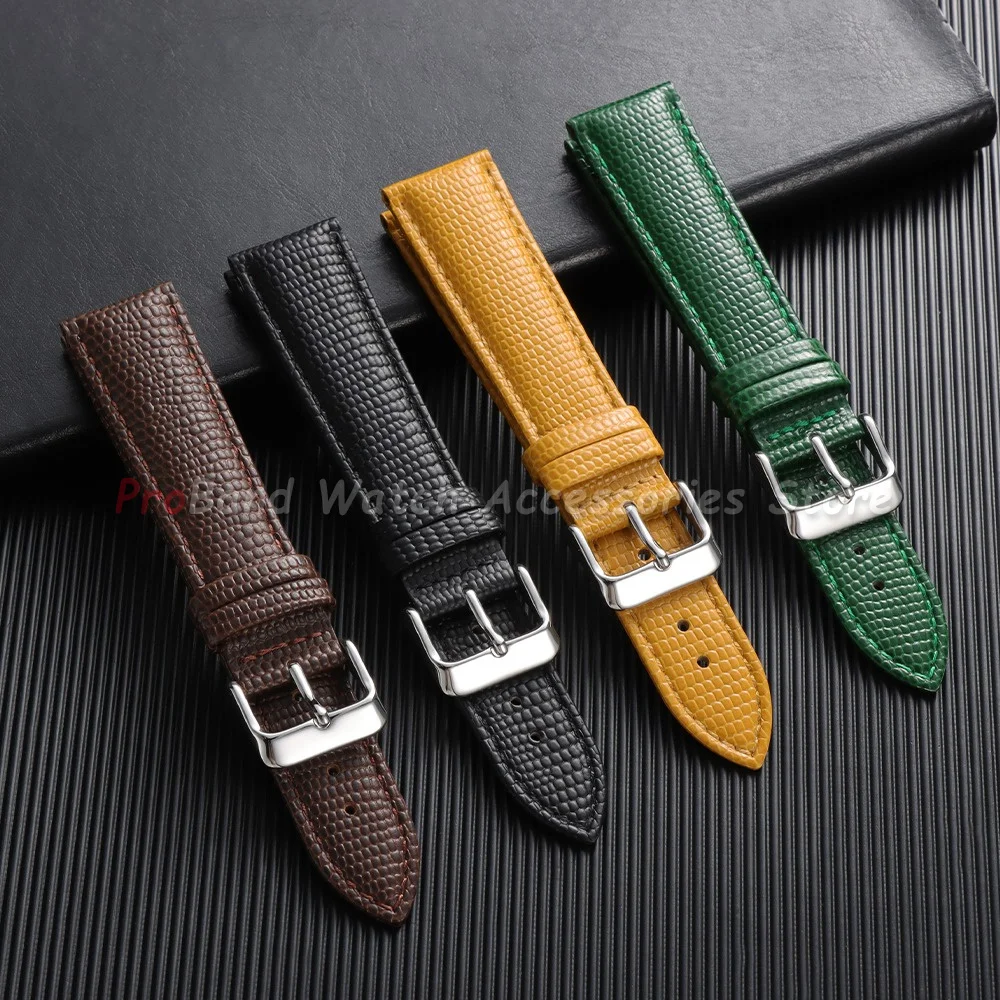 12mm 14mm 16mm 18mm 20mm Lizard Pattern Design Watch Straps for Men Women Soft Business Cowhide Watch Band Brown Green Watchband
