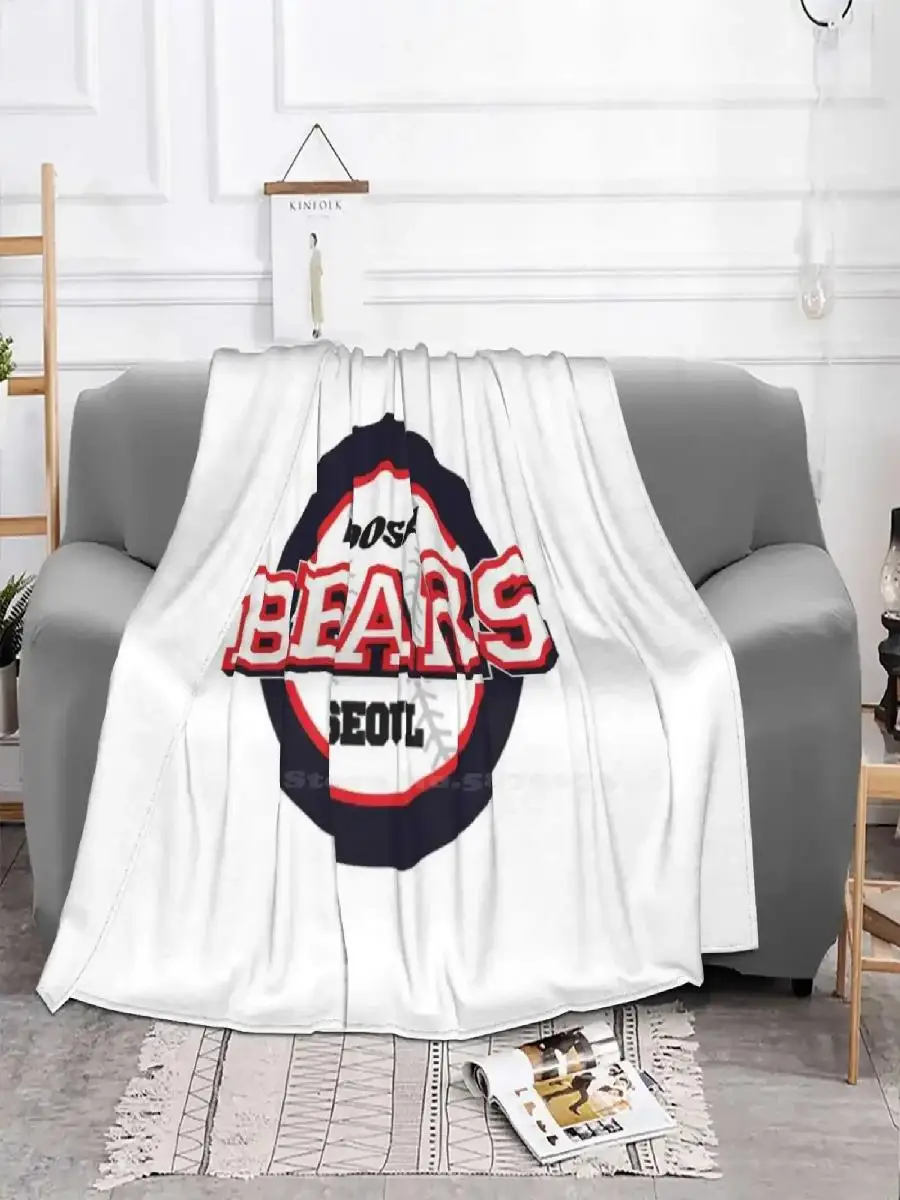 Doosan Bears Seoul Kbo Logo Creative Design Light Thin Soft Flannel Throw Blanket Korean Baseball Team Fan