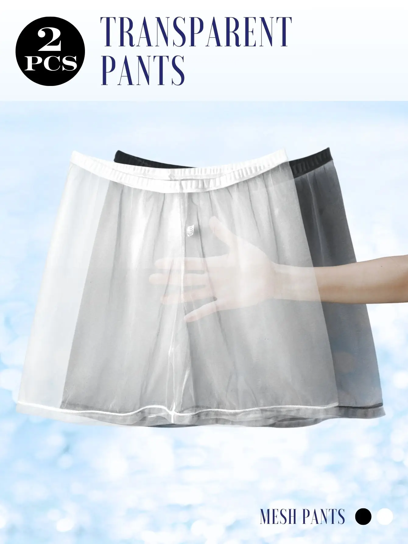 2pcs Men's Sexy Transparent Mesh Lounge Shorts Sleek Sheer Design Light Breathable Ultra-Soft Fabric Casual Home Wear Men Briefs