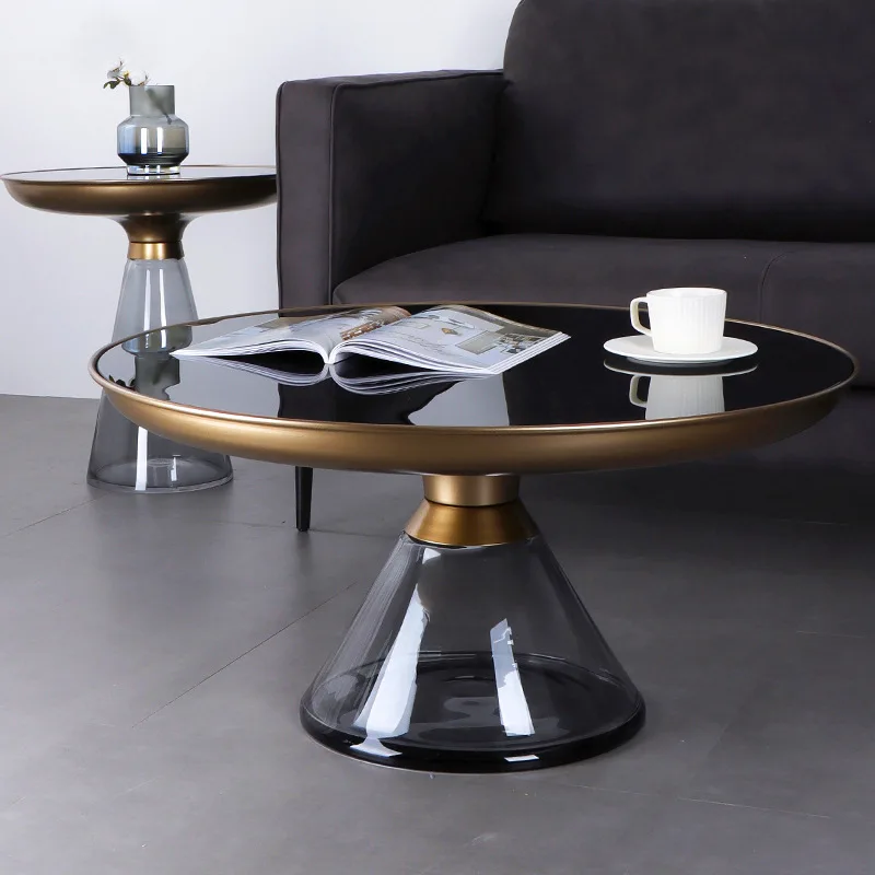 glass light luxury side table hourglass coffee table creative designer transparent coffee table living room sofa tea table