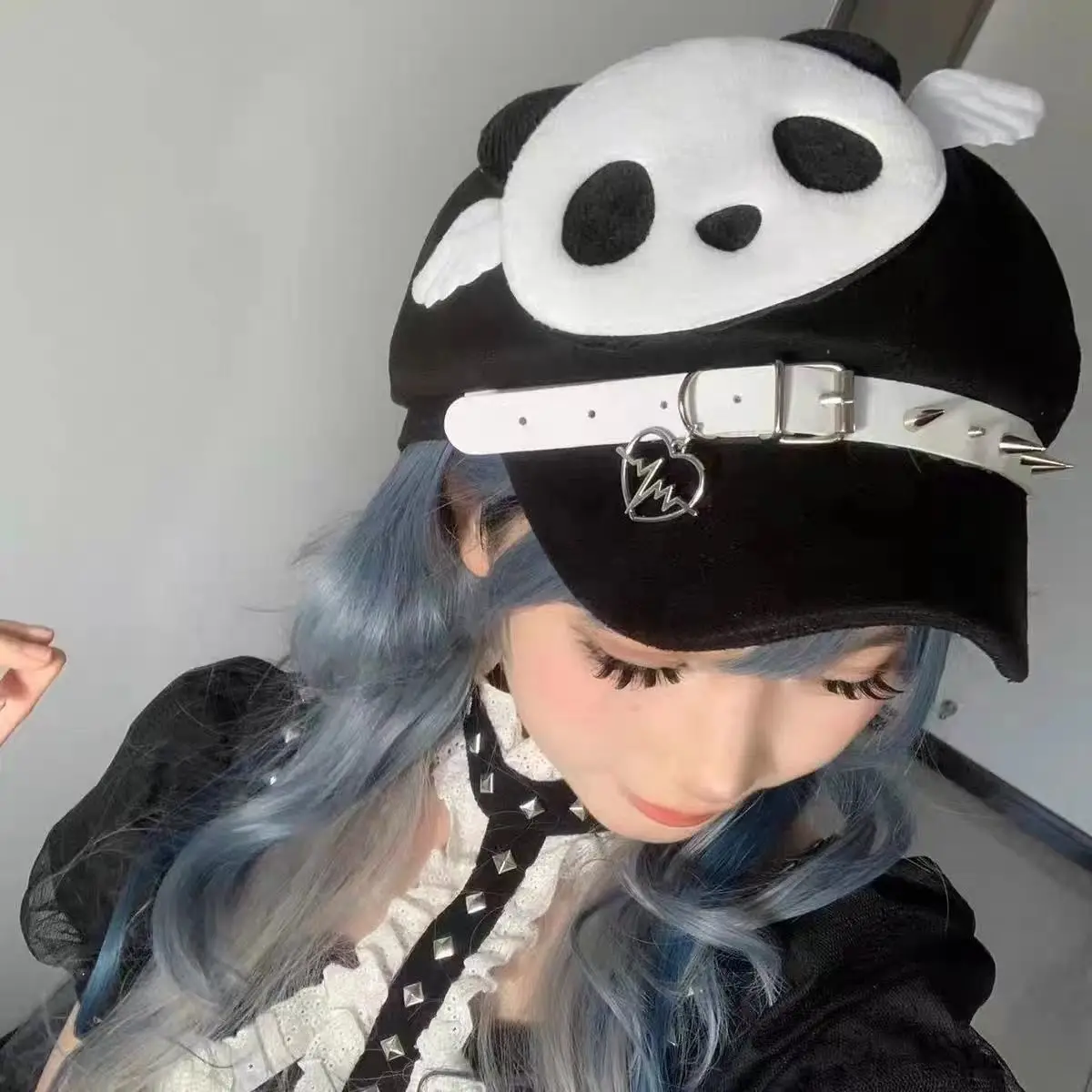 Y2K Harajuku alas de Ángel remache estilo japonés boina de Panda gorra octogonal para mujer lindo Otoño Invierno sombrero