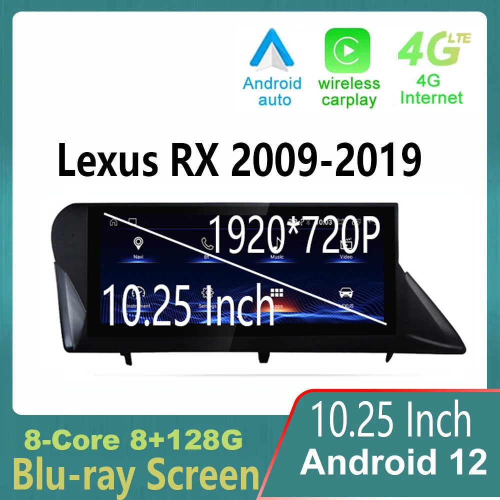 

10,25 'Android 12 для Lexus RX RX200 RX270 RX300 RX350 RX400h RX450h 2009-2019 автомобильный радиоприемник dvd видеоплеер автомобильная навигация GPS автомобильный