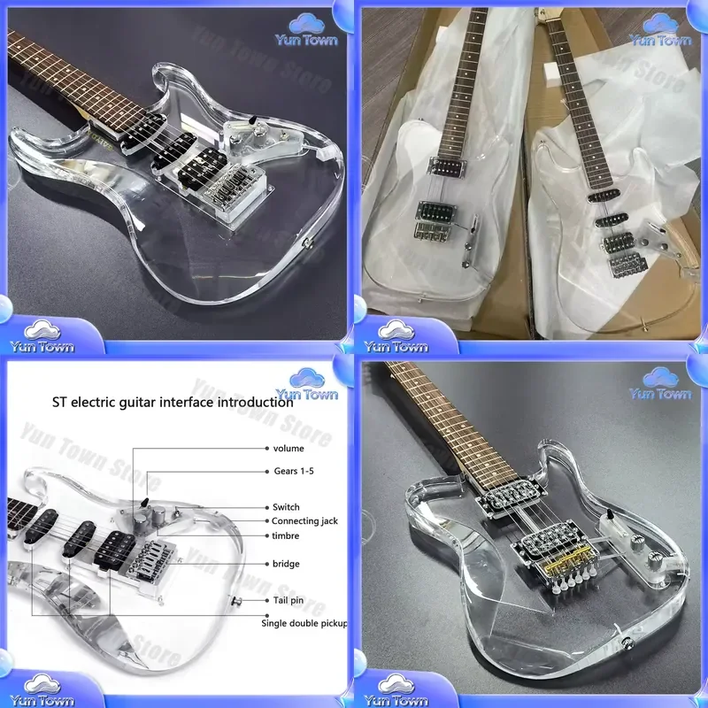 OEM High Quality 6 String Acrylic Wood Electric Guitar for Beginners Entry Level Bass Guitar for Guitar Players for Music
