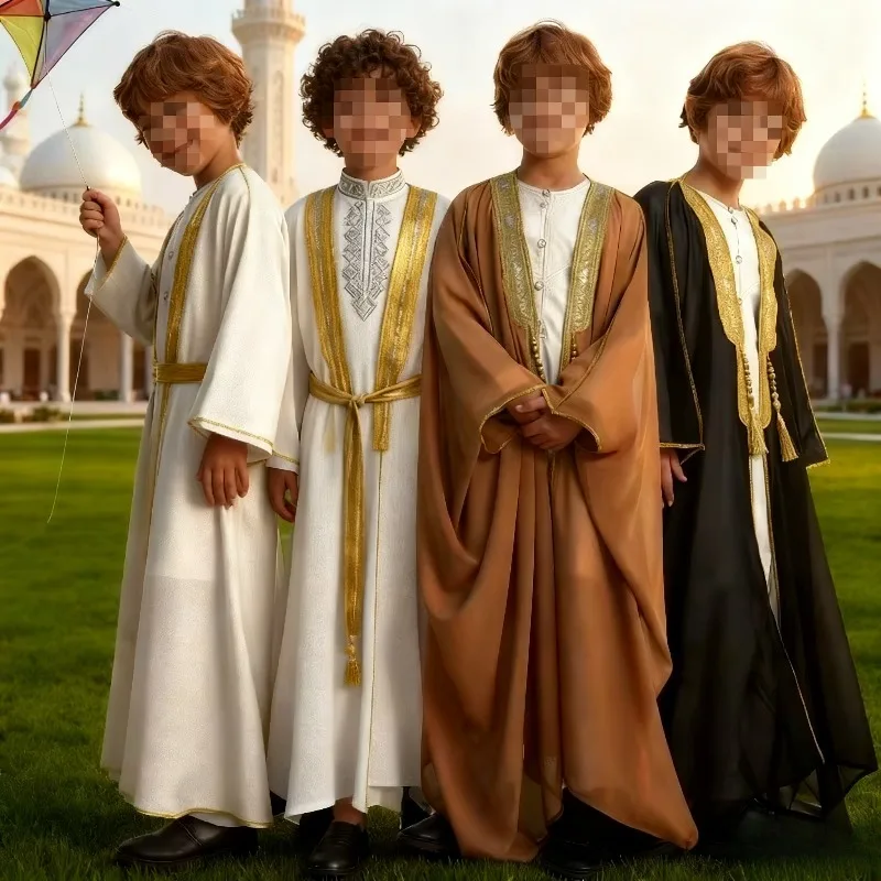 

Детский халат для выступлений на Ближнем Востоке, мусульманская одежда, исламская Дубай, Саудовская Аравия, Рамадан, шитье, Абая, молитвенная одежда