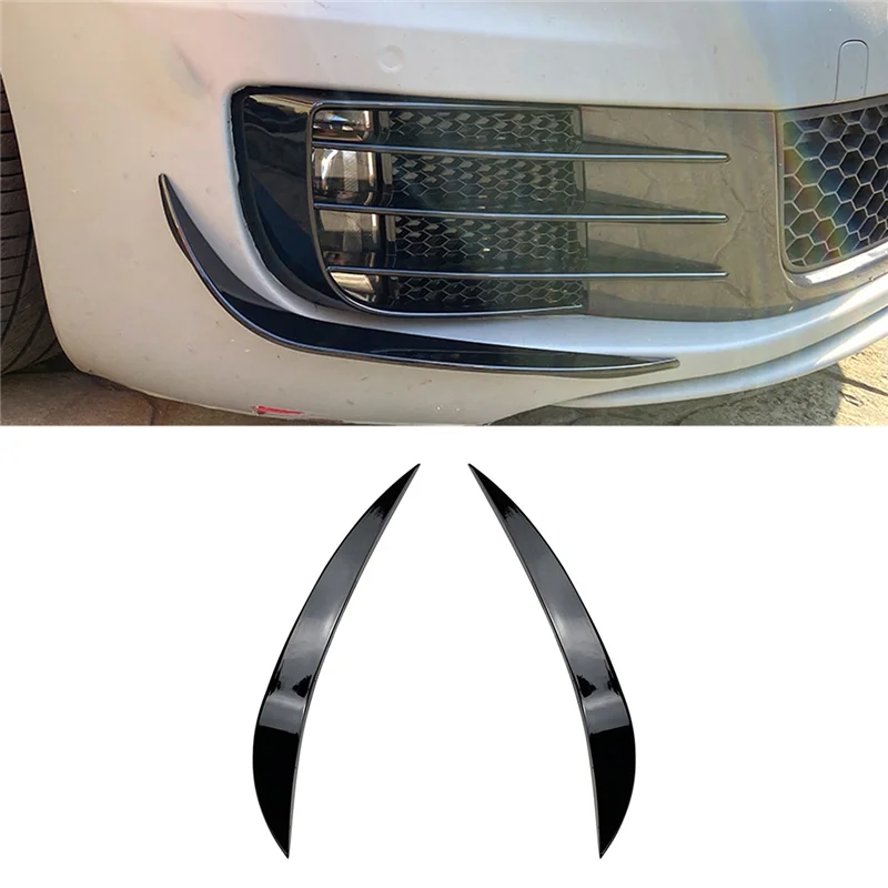 Front Bumper Canard Fins Flare Mods Splitter Lip Spoiler for Golf MK6 GT-I GTD 2009-2013