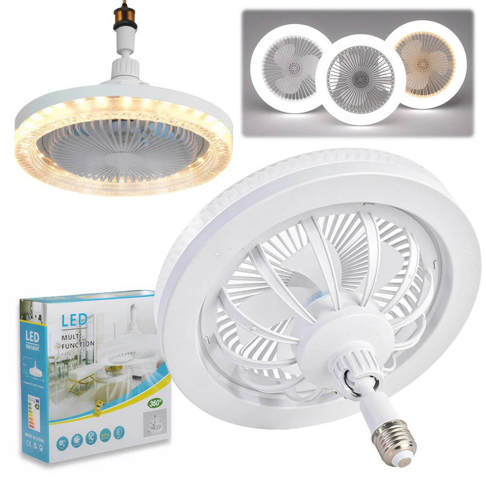 E26/E27 Socket Ceiling Fans with Lights 3 Color Dimmable 50W LED Ceiling Fan Light 3 Speeds Indoor Ceiling Fan 3000K/4000K/6000K