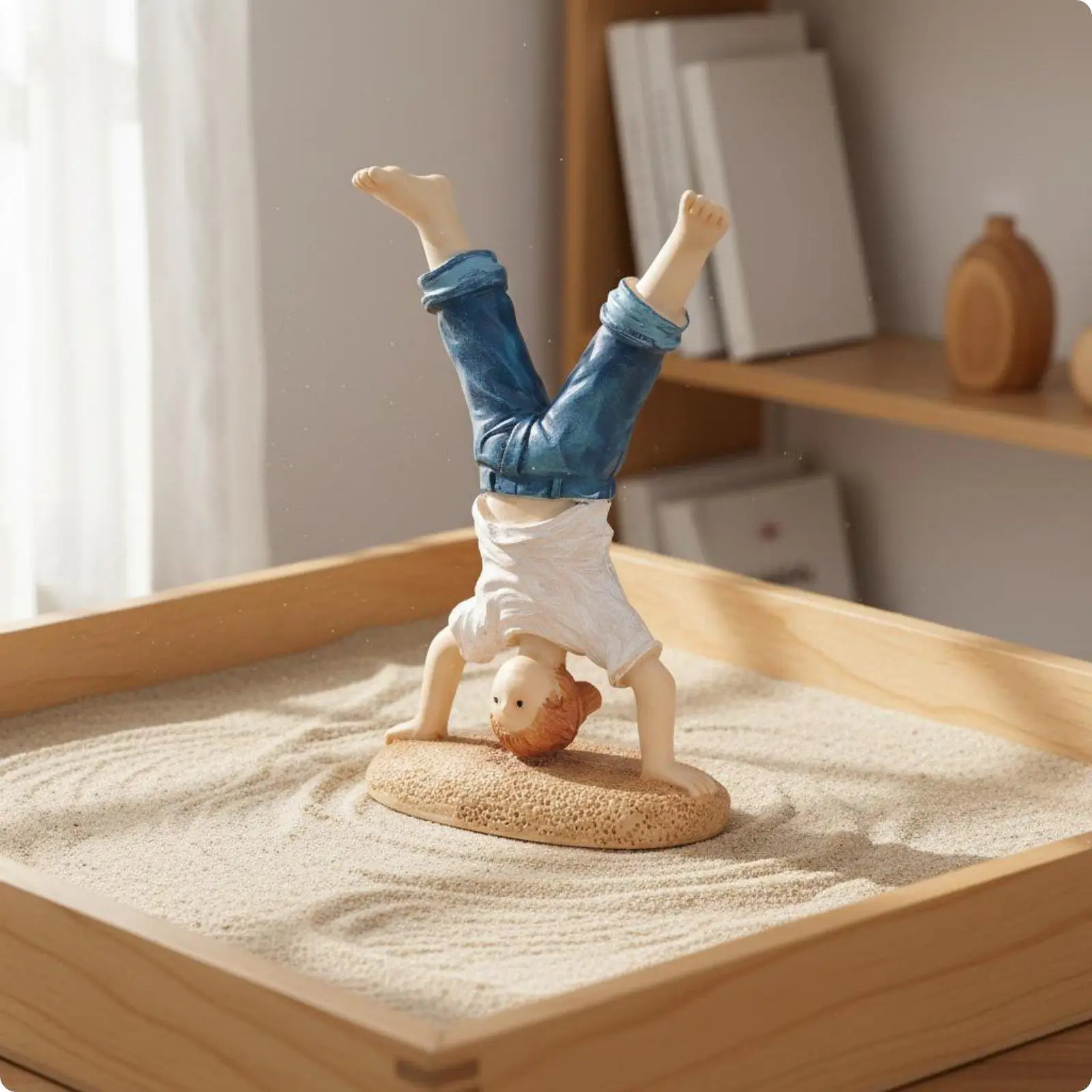 Sandplay Therapeutic Figure Detailed Craftsmanship Handstand Boy Figurine