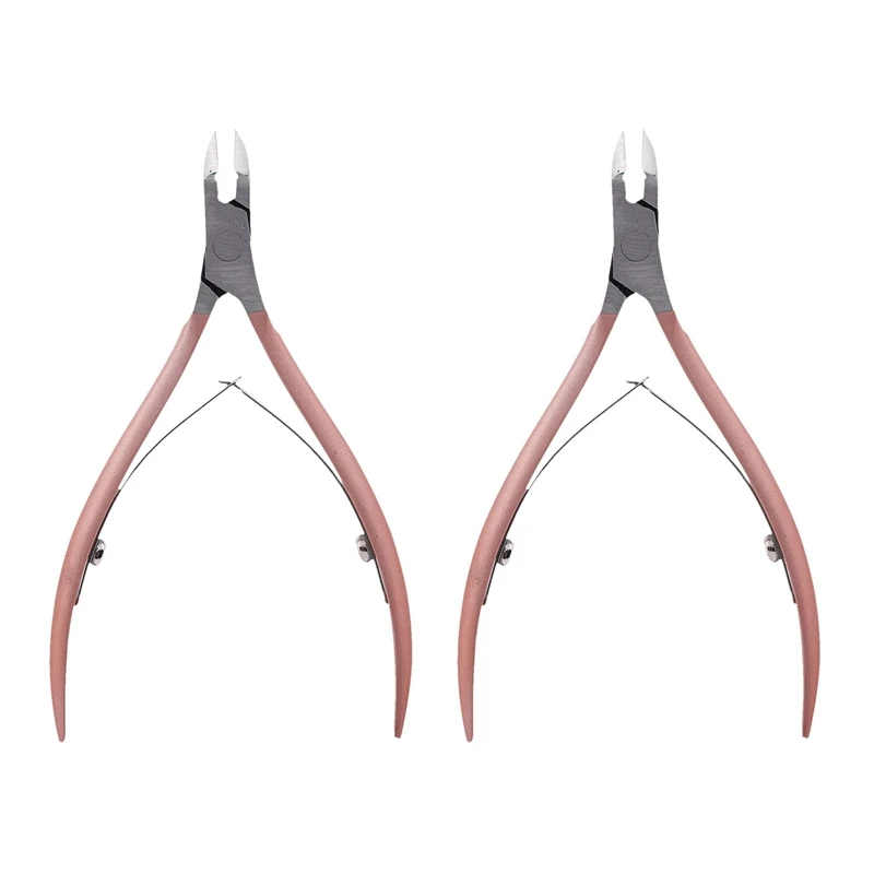 

2X Nail Cuticle Pusher Tweezer Cutter Nipper Clipper Dead Skin Remover Manicure Art Grooming Tool Nail Pliers Pink