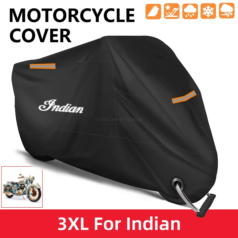 Motorcycle Cover Waterproof Outdoor Scooter UV Protector Dust Rain Cover For Indian FTR 1200 S FTR1200 Carbon / Rally Chief