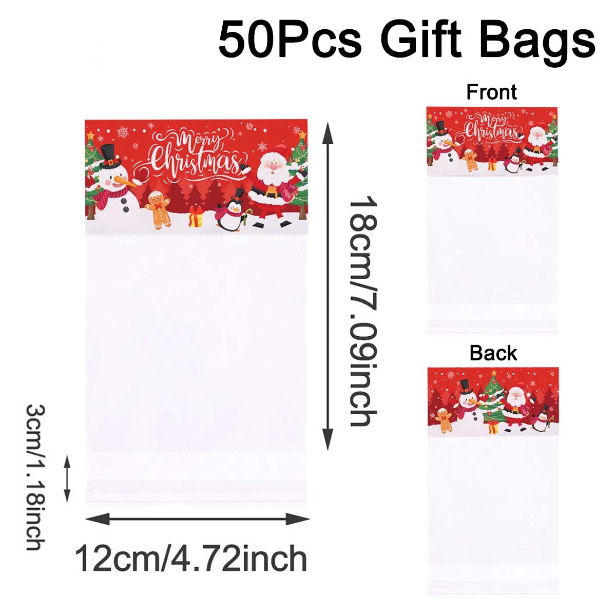 30/50 stücke Weihnachten Süßigkeiten Cookie Taschen Selbstklebende Snack Zellophan Taschen Weihnachten Party Dekoration Navidad Geschenk Neue Jahr 2026 – Detail 4