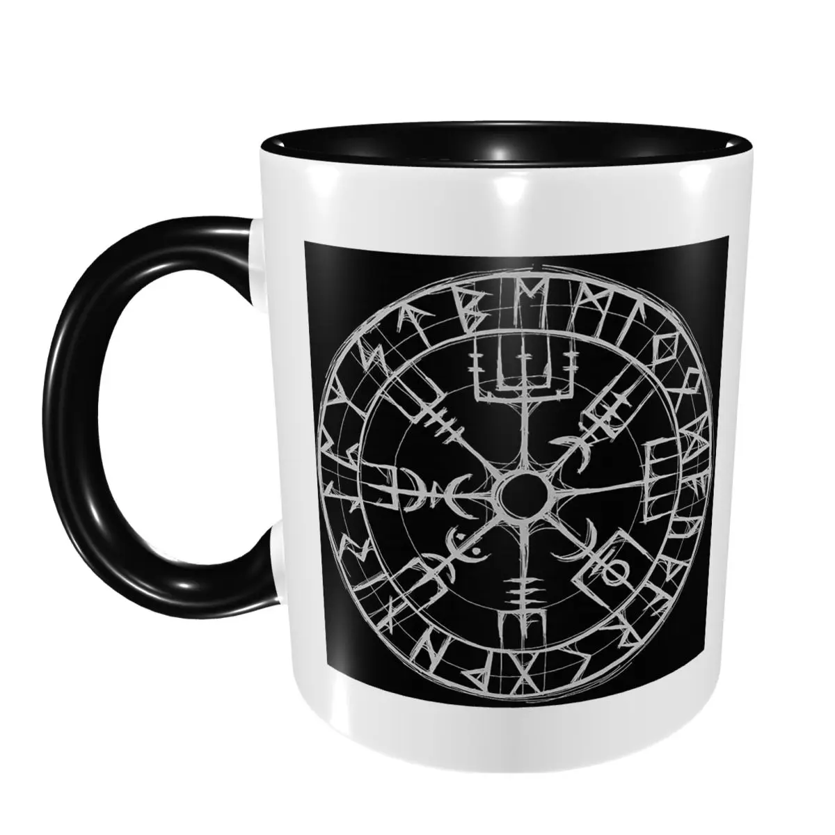 Viking Mythology Vegvisir Shield Valhalla Mug Funny Ceramic Coffee Cups Tea Mugs Milk Cup Drinkware Gifts for Friends