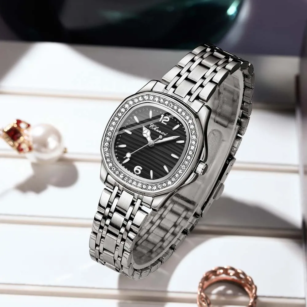 Reloj de lujo para mujer 2025, nuevo CHENXI, relojes de cuarzo con esfera de diamante de alta calidad, pulsera de acero inoxidable, reloj de vestir para mujer