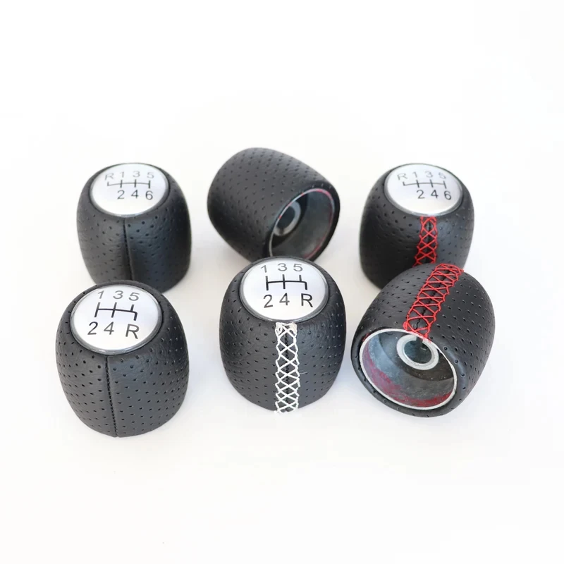 

for Perforated Leather White Stitching Gear Shift Knob & Gear Lever for Alfa Romeo 147 / Brera / Spider